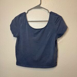 American Eagle Cotton Stretch Collection Basic Crop T-shirt Dusty Blue Size L